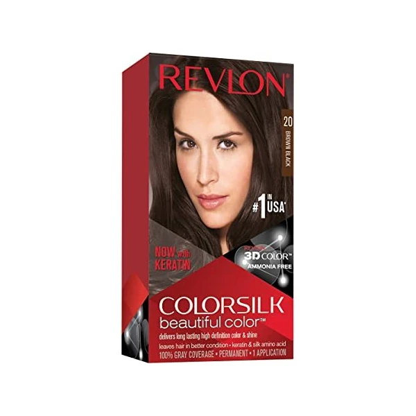 CS20, Revlon ColorSilk Hair Color #20 Brown Black, 309978695202