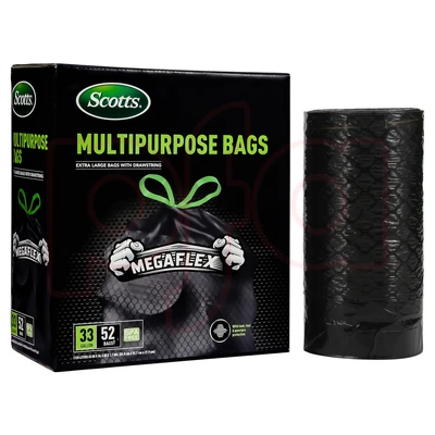 ST-30211, Drawstring Trash Bag Flex 33 Gal 52CT Black - Scotts, 191554302112