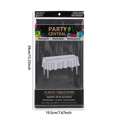50006, Party Central Heavy Duty Rectangle Plastic Tablecover - Black, 191554500068