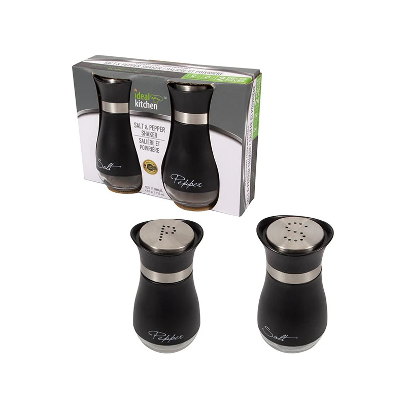 Ideal Kitchen Salt & Pepper Shaker Stainless Steel Black