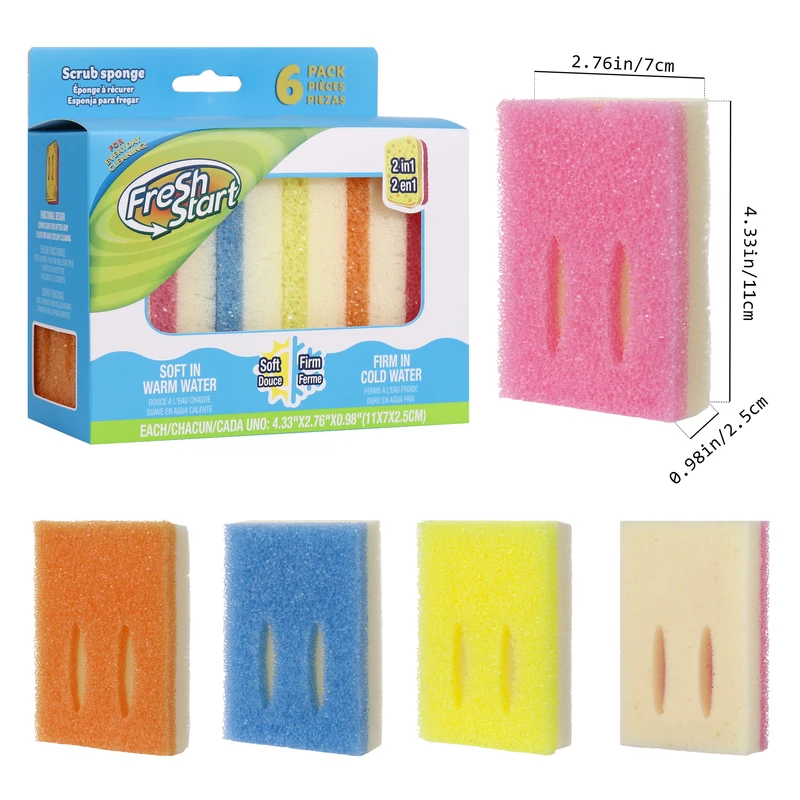 Fresh Start Scrub Sponge 2in1 6PK