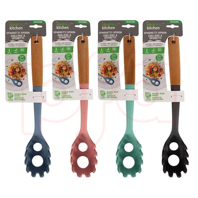 56392, Ideal Kitchen Silicone w/ Wood Handle Spaghetti Spoon, 191554563926