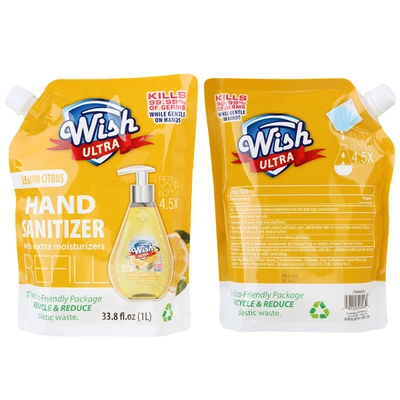 60263, Wish Ultra Hand Sanitizer Refill 33.8oz Lemon Citrus, 191554602632