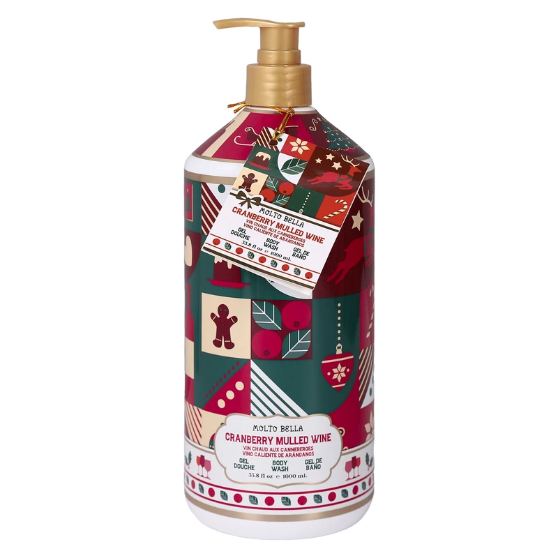 Molto Bella Body Wash 33.8oz/1000ml Holiday Cranberry Mulled Wine