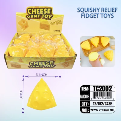TC2002, Squishy Triangle Cheese Stress Relief Toy 3.1", 887258040022