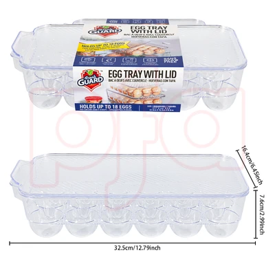 38231, Fresh Guard 18ct Egg Tray w/Lid 12.7x6.4x3.2 inch, 191554382312