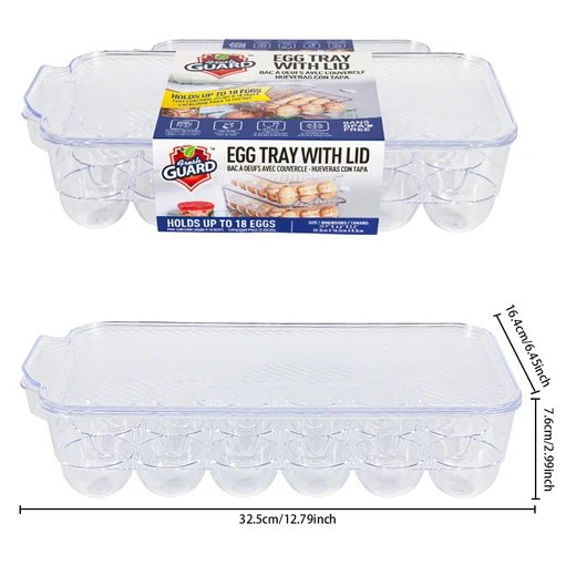 38231, Fresh Guard 18ct Egg Tray w/Lid 12.7x6.4x3.2 inch, 191554382312