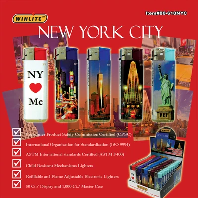 80-25NYC, Winlite Lighter New York Color Fix-FlameI Disposable 50/1000 44LB, 853195002546