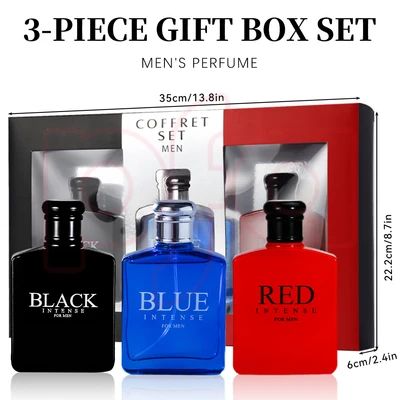 89603, Eau de Parfum 3.4 oz/100 ml 3 Pcs Set for Men Black Intense/Blue Intense/Red Intense - United Scents, 191554896031