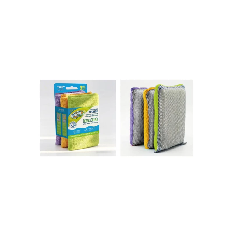 Fresh Start Microfiber Sponge 2in1 3pk