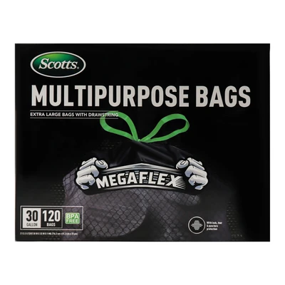 ST-30207, Drawstring  Trash Bag Flex 30 Gal 120CT Black - Scotts, 191554302075
