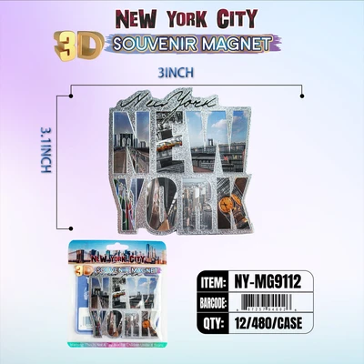 NY-MG9112, NY Souvenir 3D Magnet, 887257991127