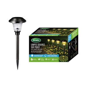 ST-48070, Scotts Solar Pathway Lights Stainless Steel 4pk, 191554480704