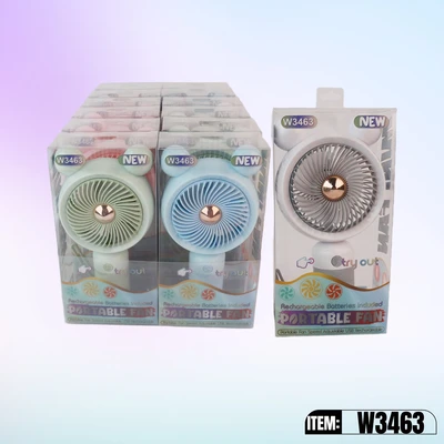 W3463, Rechargeable Portable Fan Assorted Color/PDQ, 887257734632