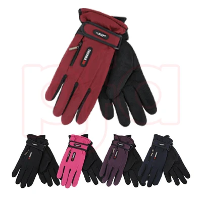 11205, Cindy Claire  Winter Ski Gloves Ladies Zipper Pocket w/ Grip Dots, 191554112056
