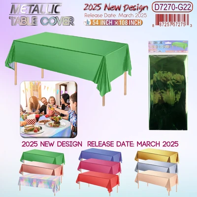 D7270-G22, Metallic Table Cover Deep Green.54"x108", 887257572753