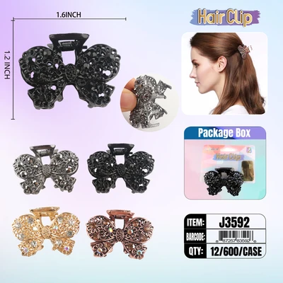 J3592, Hair Clip 2″ Inch with Diamond Assorted, 887257835926