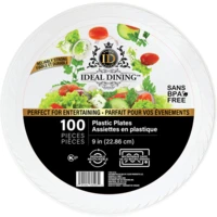 36103, Ideal Dining Plastic Plate 9in White 100CT, 191554361034