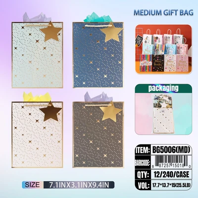 BG5006-MD, General Gift Bags MD.Assorted x4  7.1"x3.1"x9.4", 887257150180