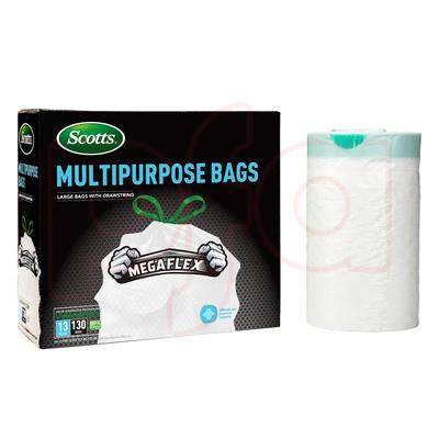 ST-30203, Drawstring Trash Bag Flex 13 Gal 130CT White Lemon - Scotts, 191554302037
