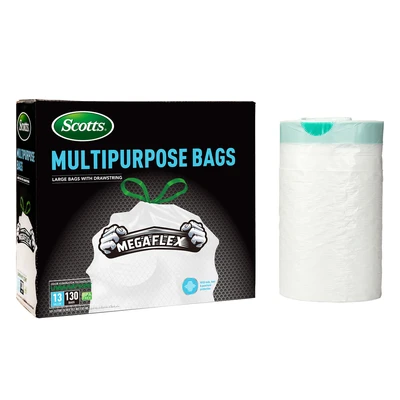 ST-30203, Drawstring Trash Bag Flex 13 Gal 130CT White Lemon - Scotts, 191554302037