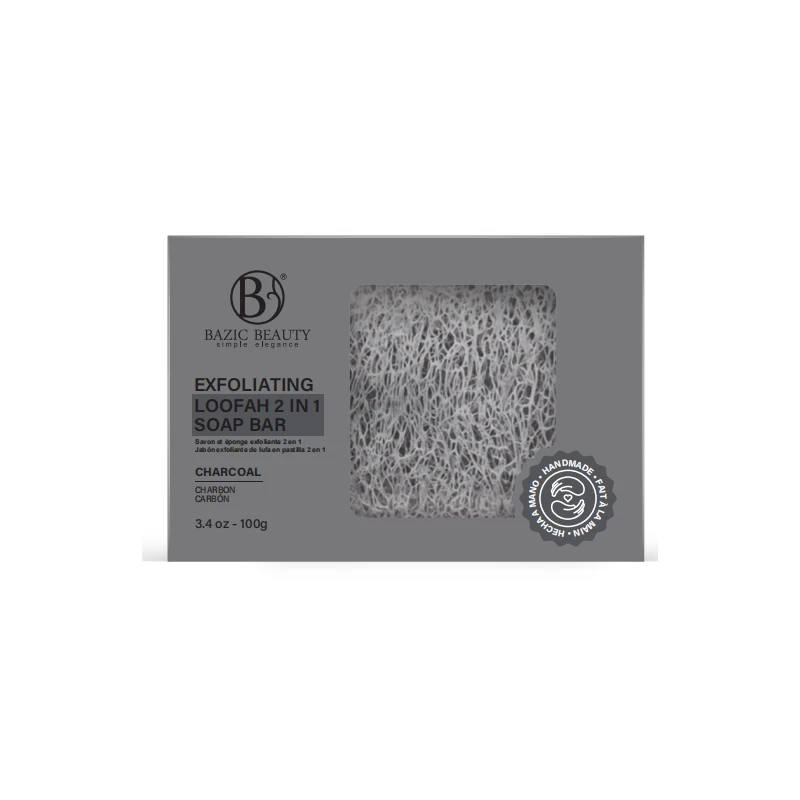 Bazic Beauty Exfoliating Loofah 2in1 Soap Bar 3.4oz/100g Charcoal