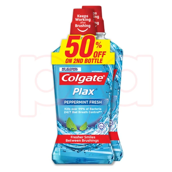 CMW750-2-PF, Colgate Plax Mouthwash 750ml 2PK Peppermint Fresh, 9556031093241