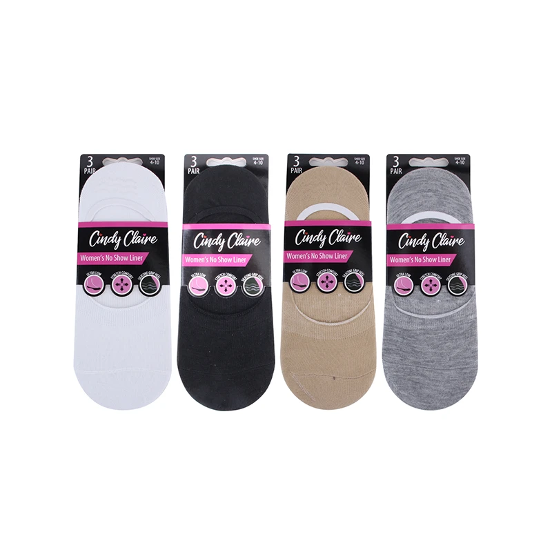 CC No Show Liner Socks 3PK Lines Solid