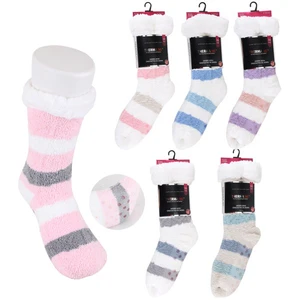 12037, Thermaxxx Sherpa Socks w/Non-Slip Bottom Chenille Stripes, 191554120372