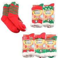 Thermaxxx Winter Socks Knit Sherpa Lining Xmas