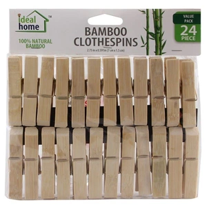 42203, Ideal Home Bamboo Clothespins 24CT Jumbo, 191554422032