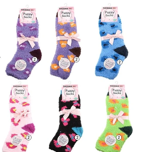 12101, Thermaxxx Winter Socks Fuzzy Flowers, 191554121010