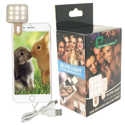 88007, EZ-Tech Selfie Light USB Rechargable Battery White, 704660615870