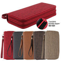 CC Wallet Dual Zipper Texture Assorted Colors