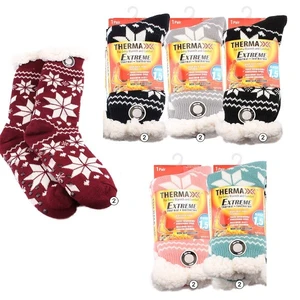 12003, Thermaxxx Winter Socks Knit Sherpa Lining Snowflakes, 191554120037