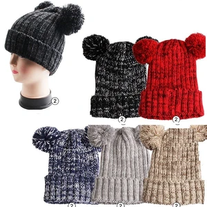 10109, Thermaxxx Winter Hat Double Pom Pom Marled Colors, 191554101098