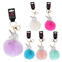 CC Keychain Fur Ball w/ Unicorn
