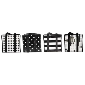 49005, Woven Zipper Bag 19.7x19.7x7.9in Black and White, 191554490055