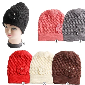 10102, Thermaxxx Winter Knit Hat w/ 6 Flower, 191554101029