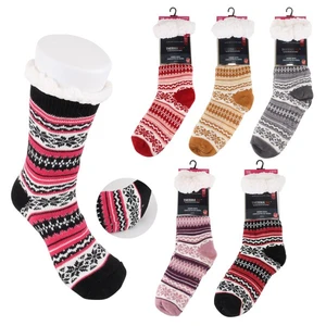 12028, Thermaxxx Winter Socks Knit Sherpa Lining Snowflake, 191554120280