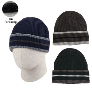 10059, Thermaxxx Men Hat w/ Fur Lining Multi Stripes, 191554100596