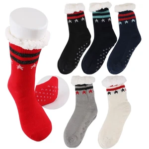12033, Thermaxxx Sherpa Socks w/Non-Slip Bottom Solid Strip, 191554120334