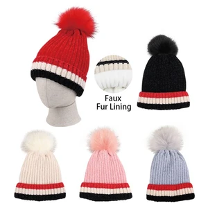 10309, Thermaxxx Junior Chenille Pom Pom Hat w/ Fur lining, 191554103092