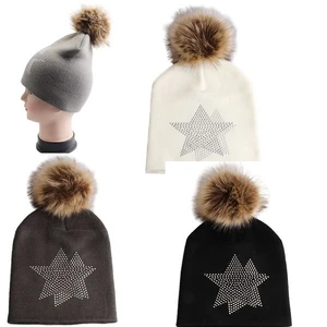 10105, Thermaxxx Winter Hat Pom Pom w/ Stone Star, 191554101050