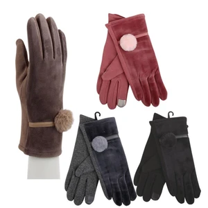 11259, Thermaxxx Ladies Fashion Gloves w/ touch Fur Ball, 191554112599