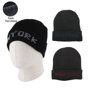 10055, Thermaxxx Hat NY Black Only w/ Fur Lining, 191554100558