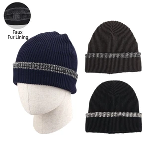 10058, Thermaxxx Men Hat w/ Fur Lining 1 Stripe, 191554100589