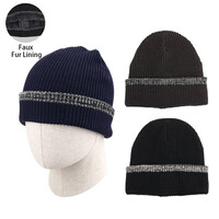 Thermaxxx Men Hat w/ Fur Lining 1 Stripe