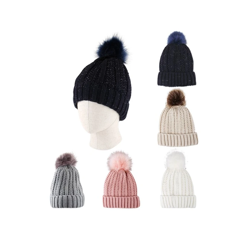 Thermaxxx Ladies Pom Pom Hat w/ Fur Lining