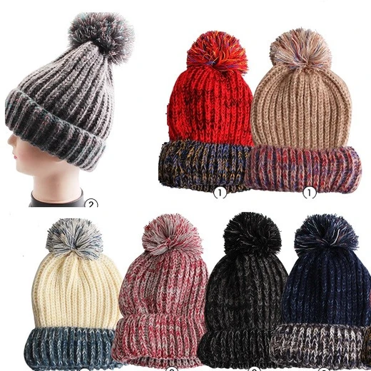 10108, Thermaxxx Winter Hat Pom Pom Marled Colors, 191554101081